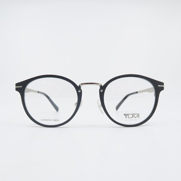 Tumi VTU025 02AN 50mm Matte Black-Grey Carbon Fiber/Silver Metal New Eyeglasses. - Picture 1 of 7
